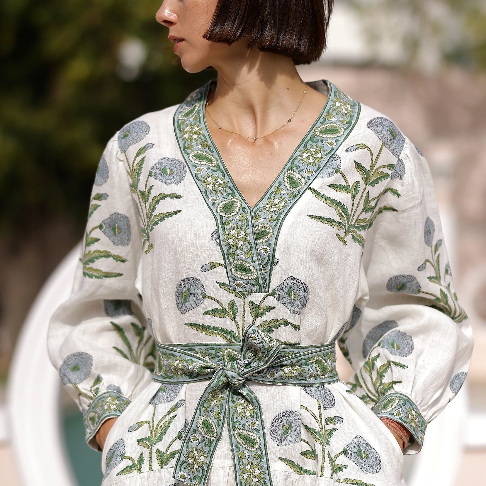 Model wearing the Mykonos Mini.